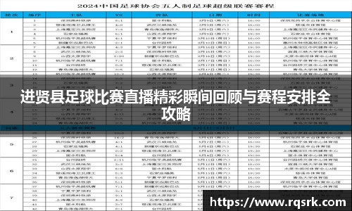 进贤县足球比赛直播精彩瞬间回顾与赛程安排全攻略