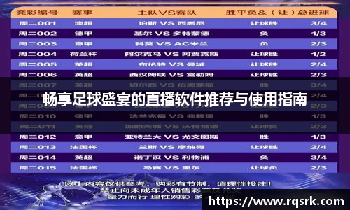 畅享足球盛宴的直播软件推荐与使用指南