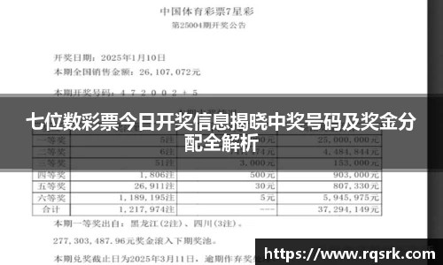 七位数彩票今日开奖信息揭晓中奖号码及奖金分配全解析