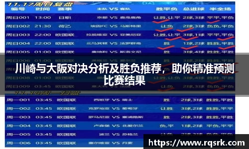 川崎与大阪对决分析及胜负推荐，助你精准预测比赛结果